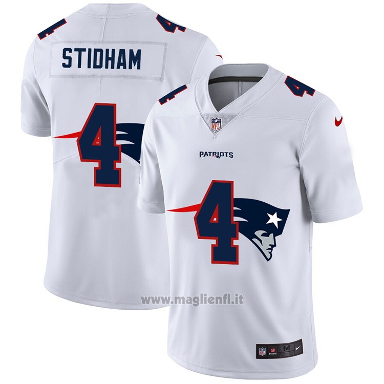 Maglia NFL Limited New England Patriots Stidham Logo Dual Overlap Bianco